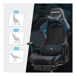 ALFORDSON Gamerstoel, Gamingstoel met uitschuifbare voetensteun, Racestoel met 8 massagepunten, 150° verstelbare rugleuning, Ergonomische directiestoel, PU-leer, Draagvermogen 180 kg, Kunstleer, Rood