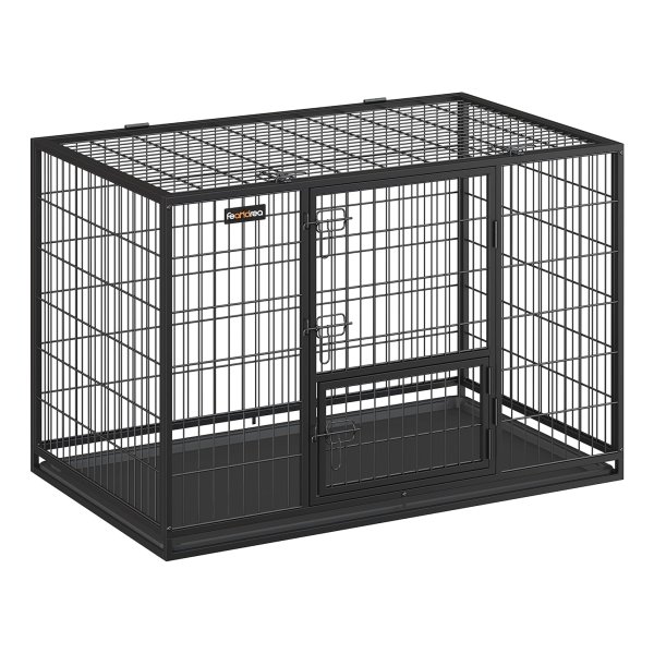 Zware hondenkooi, voor grote en middelgrote honden, dubbele deur, eenvoudige reiniging, hondenpark, XXL, zwart
