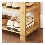 Relaxdays schoenenrek bamboe, zitting & 2 planken, laag, schoenenkast voor hal, schoenenbank, 45 x 70 x 28 cm, natuur
