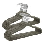Kleerhangers, fluweel, set van 30 stuks, 43,5 cm lang, kledinghanger, dun, goed belastbaar, 360 graden draaibare haak, voor jassen, overhemden en pakken, grijs