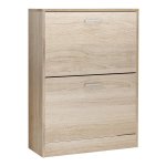 Schoenenkast, schoenkipkist met 2 houten klehouten spaanplaat, eiken look