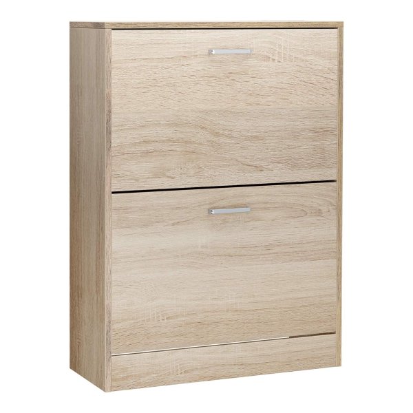 Schoenenkast, schoenkipkist met 2 houten klehouten spaanplaat, eiken look