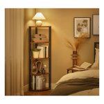 Apetaccat Hoekplank, hoekboekenkast met 5 niveaus, plantenrek, opbergplank voor woonkamer, kantoor, slaapkamer, 127 x 29 x 29 cm, eikenhout