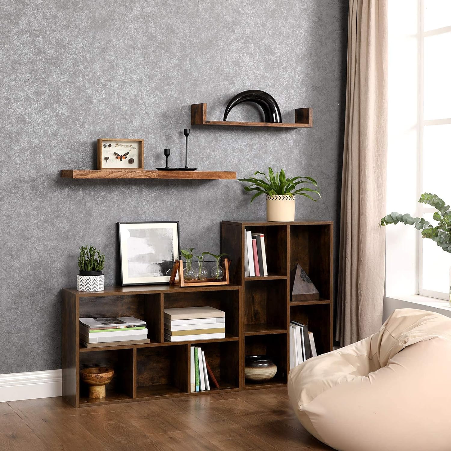 Boekenkast, Boekenplank, voor woonkamer, studeerkamer, 170x25x186cm