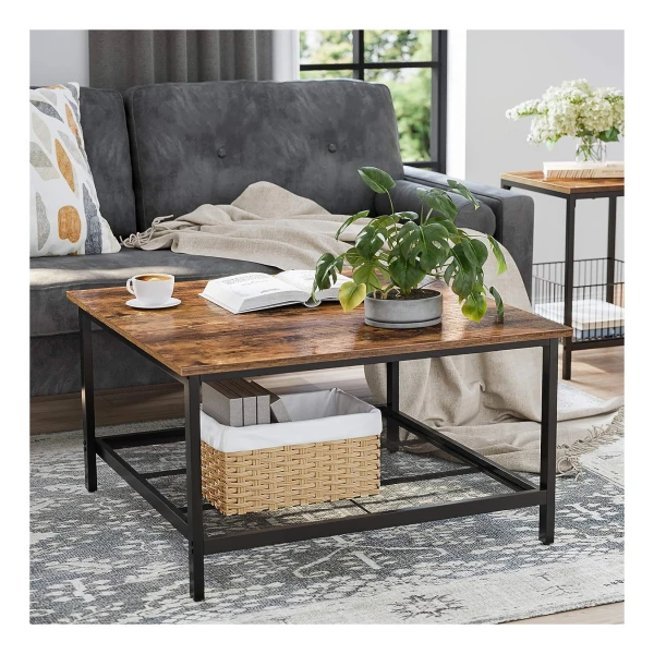 VEVOR 80 cm boerderij salontafel, scharnierende salontafel met lifttop, vierkante tafel met opbergvak, houten rustieke cocktailtafel voor woonkamer, slaapkamer, appartement, studio, grijs en wit