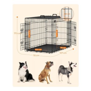 Yaheetech Iron Tube Dog Cage, Portable Pet Cage, Grid Dog Box with