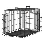 Hondenbench, opvouwbaar, 92,5 cm lang, 2 deuren, L, zwart