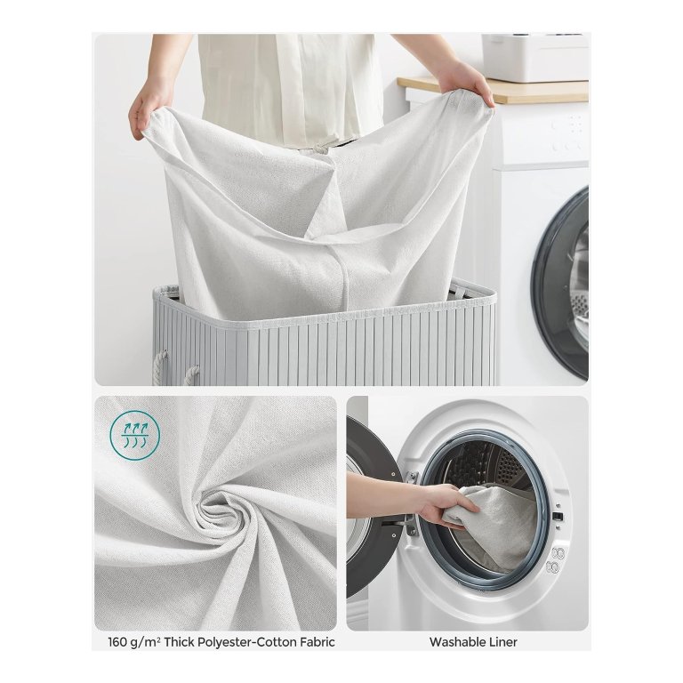 2 stuks Wasbox Bamboe 62l Wasmand Wasverzamelaar Badkamer Wasruimte
