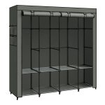 Stoffen kast, kledingkast, 4 hangvakken, met planken, 4 zijvakken, veel ruimte, voor slaapkamer, woonkamer, saliegroen,
