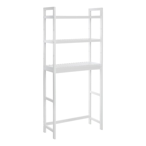 Toiletmeubel, toiletruimte, 3 niveaus bamboe opbergrek, badkamerorganizer, wit, BTS01WT