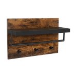 Wandkapstok, wandplanken, kapstokpaneel, met 3 haken, rustiek bruin