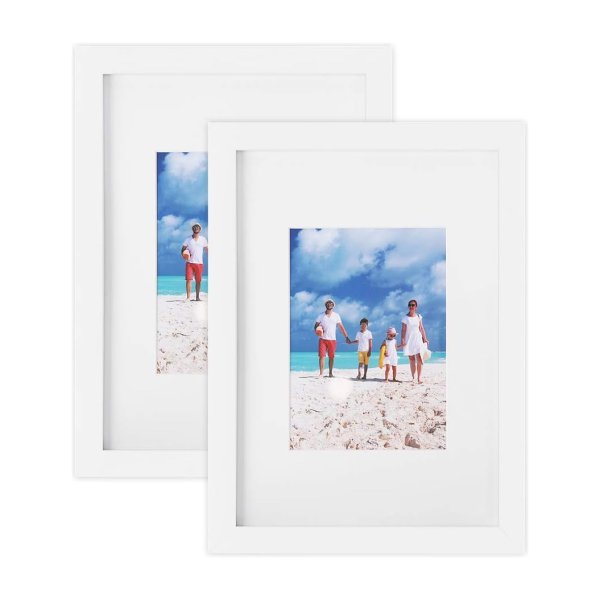 Fotolijstenset van 2, glazen voorkant, thuis en op kantoor, witte MDF fotolijsten