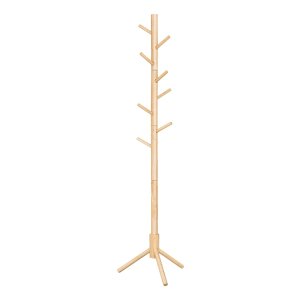 Kapstok, vrijstaande kapstok, garderobe van massief hout, boomvormig, met 8 haken, voor kleding, hoeden, tassen, gang, entree, natuurlijke kleur