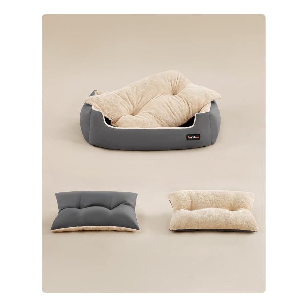 IEUUMLER Hondenbed, wasbaar kussen, zacht premium pluche hondenkratmat, matras voor klein/middel/grote honden en katten FC014 (grijs en blauw, XXL (121 x 76 cm