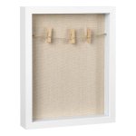 Shadow Box Frame, Picture Frame met Twine, wasknijpers en Stick Pins, voor DIY Crafts, Linnen stoffen rug, glas voorkant, en MDF Border, wit