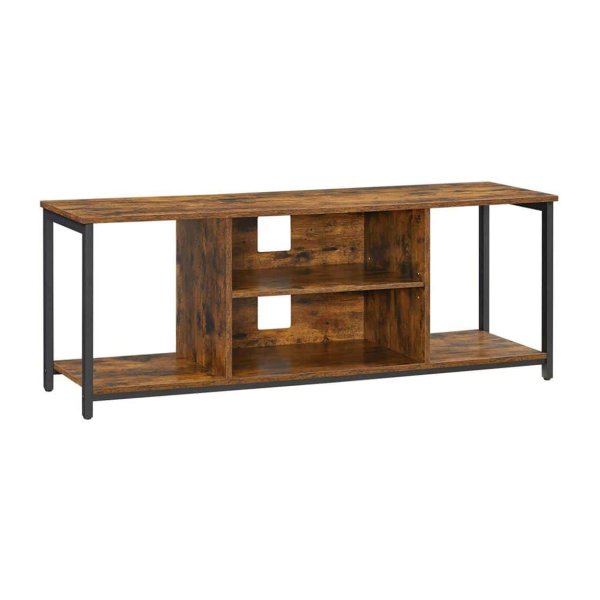 TV meubel, tv standaard, tot 55 inch, van metaal en massief hout, rustiek bruin