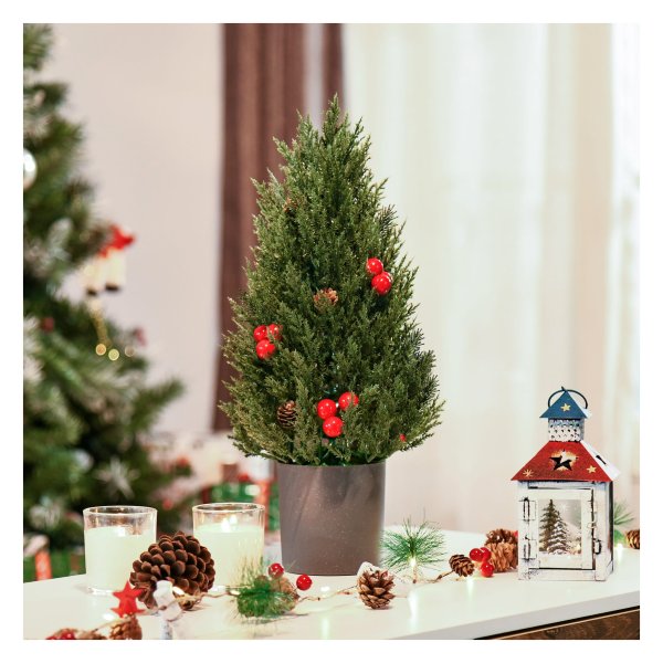 Kerstboom - Sfeervol - Kunstkerstboom met rode bessen - Groen