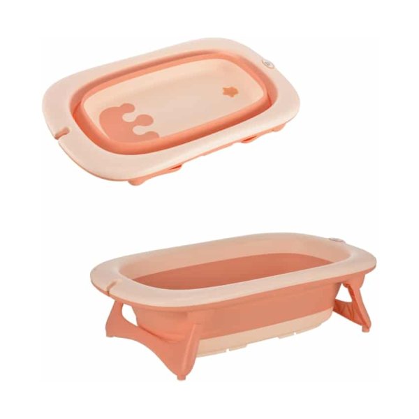 ZAZA Home ergonomisch babybadje, inklapbaar babybadje, bad voor baby's, kunststof, roze, 84,5 x 50,5 x 24 cm
