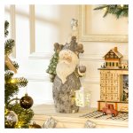 Kerstmanfiguur - Zaza Home - met kerstboom en lantaarn - LED-licht - rood