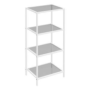 Rek met 4 planken, badkamerrek, gehard glas
