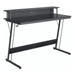 Bureau, gamingtafel met ingebouwde stekkerdoos, computertafel, met monitorstandaard voor 2 monitoren, slaapkamer, klassiek zwart