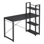 Bureau, computertafel met legplanken rechts of links, 120 cm brede bureautafel, voor werkkamer, thuiskantoor, eenvoudige montage, ebbenhout zwart