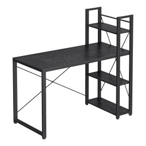 Bureau, computertafel met legplanken rechts of links, 120 cm brede bureautafel, voor werkkamer, thuiskantoor, eenvoudige montage, ebbenhout zwart