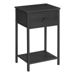 Nachtkastje, bijzettafel met stoffen lade, 61 cm hoog nachtkastje, met plank, voor woonkamer, slaapkamer, zwart