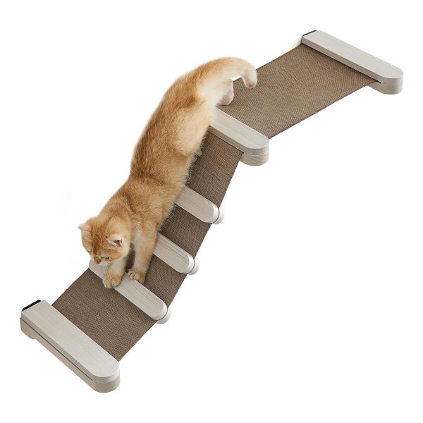 Kattenklimhangmat met ladder, klimwand, katten, weefsel verwisselbaar wasbaar, gemakkelijk te monteren en te demonteren, havermoutbruin en koffiebruin