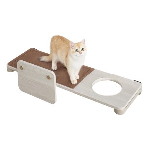 Grote kattenplank, wandmontage, klimwand, kattenmeubel voor grote katten, vilten pad, verwisselbaar, wasbaar, eenvoudige montage en demontage, havermoutbruin en koffiebruin