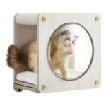 Kattenmand, kattenhuiswand, klimwand, kattenmeubel, met kattenhangmat, raam, vervangbaar, wasbaar, ruimtebesparend, havermoutbruin
