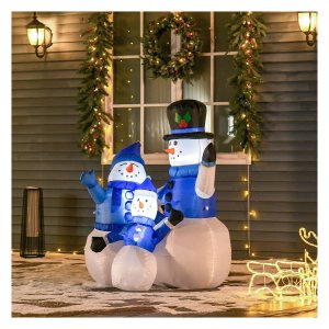 Opblaasbare Sneeuwpop Familie - Decoratief - LED verlichting - Blauw