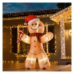 Kerstdecoratie - Opblaasbare peperkoekman - Automatisch opblaasbaar – Weerbestendig - Geel