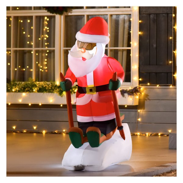 Opblaasbare kerstman slee Zaza Home - Automatisch opblaasbaar - Weerbestendig - rood