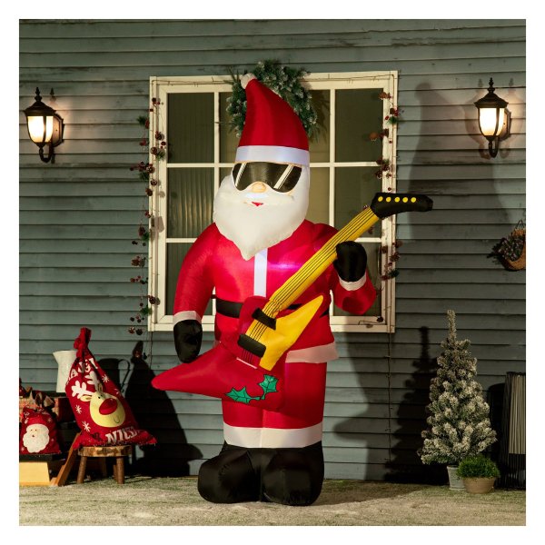Kerstman - Opblaasbaar - Elektrische gitaar - Rood