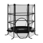ZAZA Home trampoline voor kinderen tuintrampoline met veiligheidsnetrandafdekking rubberen koord gepolsterd staal zwart Ø173 cm tot 45 kg