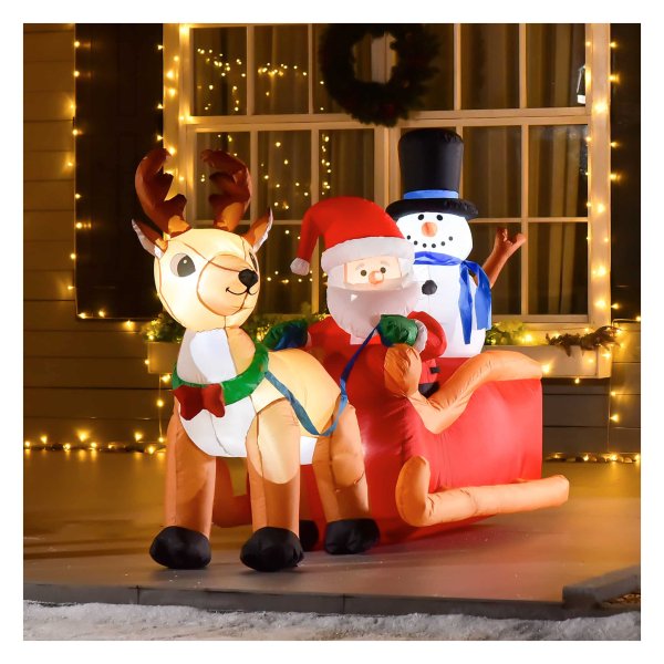 Kerstdecoratie - Zaza Home - Opblaasbare Kerstman - LED-verlichting - Rood