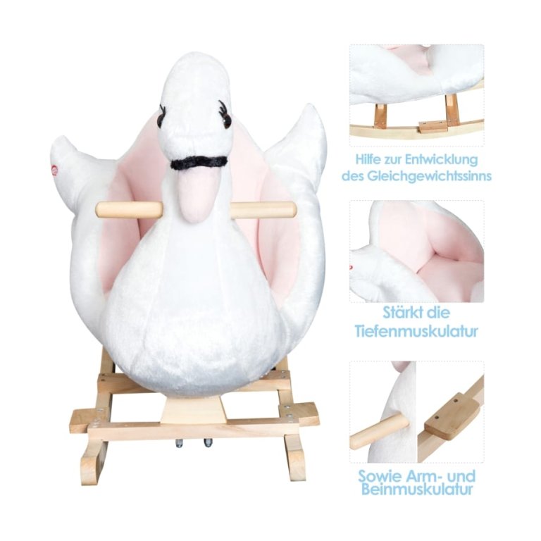 Schommel Baby Hout Bieco Pluche Schommeldier Ezel – Hobbelpaard Voor Baby's Vanaf 9 Maanden | Met Veiligheidsgordel & Rugleuning | Max. 26 Kg | Leuk Speelgoed Voor De Kinderkamer Babyschommel Kopen