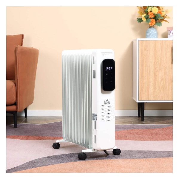 Elektrische Radiator - Mobiele – Oliegevuld - 11 Verwarmingspanelen - Wit