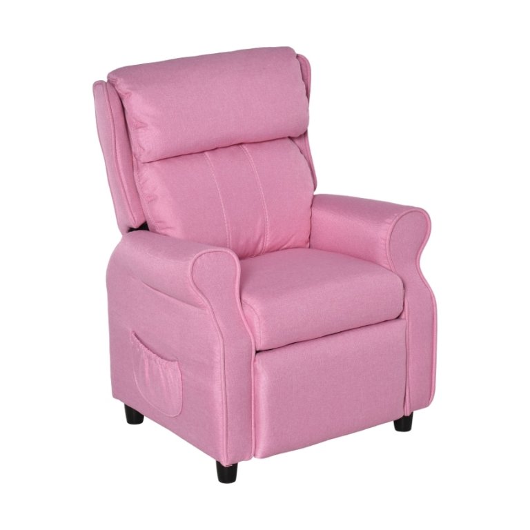 ZAZA Home Kinderbank Kinderbank Kinderfauteuil Stoel Ligbank Verstelbaar Met Voetensteun Voor 3 8 Jaar Jongens En Meisjes Roze 58x53x70cm