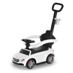 ZAZA Home kinderauto kinderwagen kindervoertuig duw- en houdstang met rugleuning/beschermbeugel, loopstoeltje loopwagen voor baby's 12-36 maanden (wit)