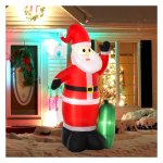 Kerstman - Opblaasbaar - LED-verlichting - Rood