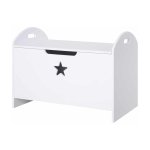 ZAZA Home speelgoedkist kinderen opbergkist zitkist veiligheidsscharnier wit MDF 62 x 40 x 46,5 cm