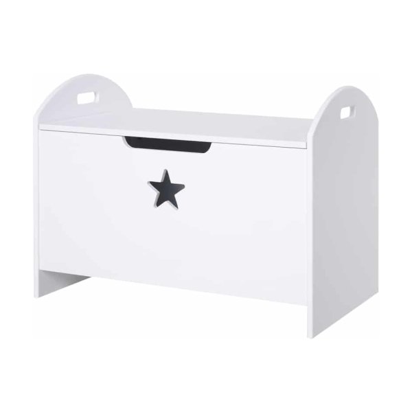 ZAZA Home speelgoedkist kinderen opbergkist zitkist veiligheidsscharnier wit MDF 62 x 40 x 46,5 cm