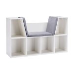 Kinderbank – - 2-in-1 functie – Opbergplank - Wit-grijs