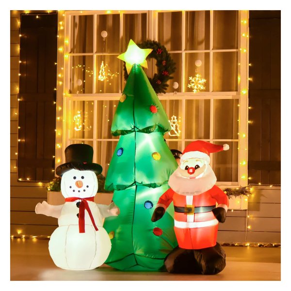 Opblaasbare Kerstboom – Zaza Home – LED verlichting – Sneeuwman - Wit