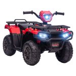 Kinderquad - HappyKids - LED-verlichting - Muziek - Zwart met rood