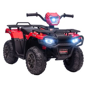 Kinderquad - HappyKids - LED-verlichting - Muziek - Zwart met rood