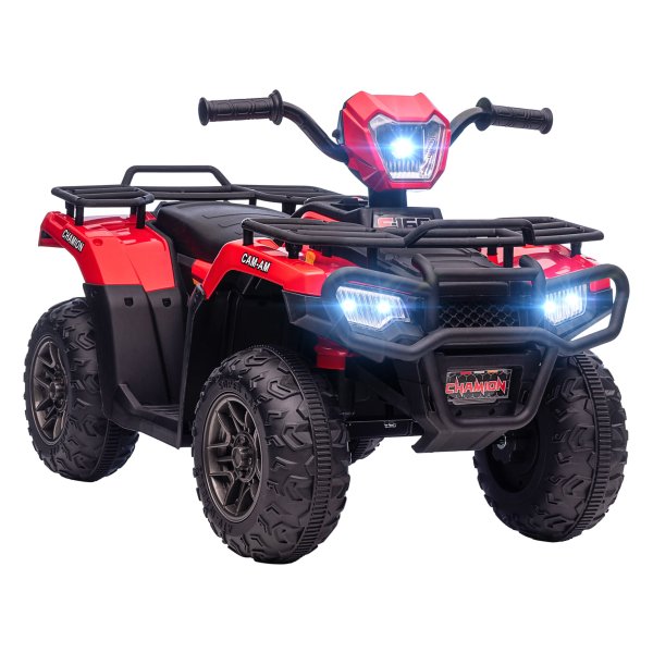 Kinderquad - HappyKids - LED-verlichting - Muziek - Zwart met rood