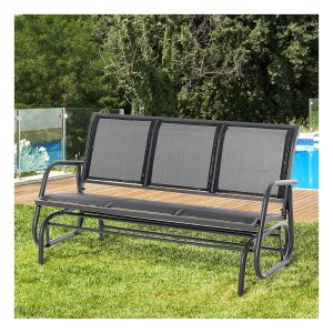 Tuinbank - Relaxdays - 3-zits schommelstoel - Zwart